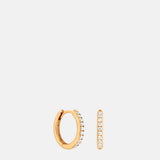 Astrid & Miyu Essential Crystal Small Hoops in Gold.
