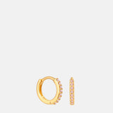 Astrid & Miyu Pink Tourmaline Birthstone Huggies in Gold.