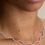 Scalloped Tennis Chain Necklace in Silver