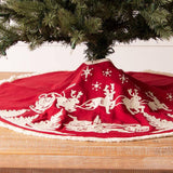 Santa's Sleigh Embroidered Tree Skirt