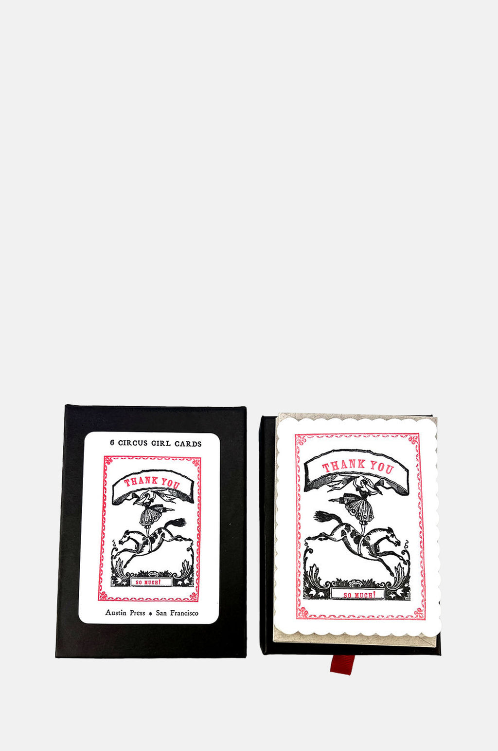 Austin Press Circus Girl Thank You Letterpress Set.