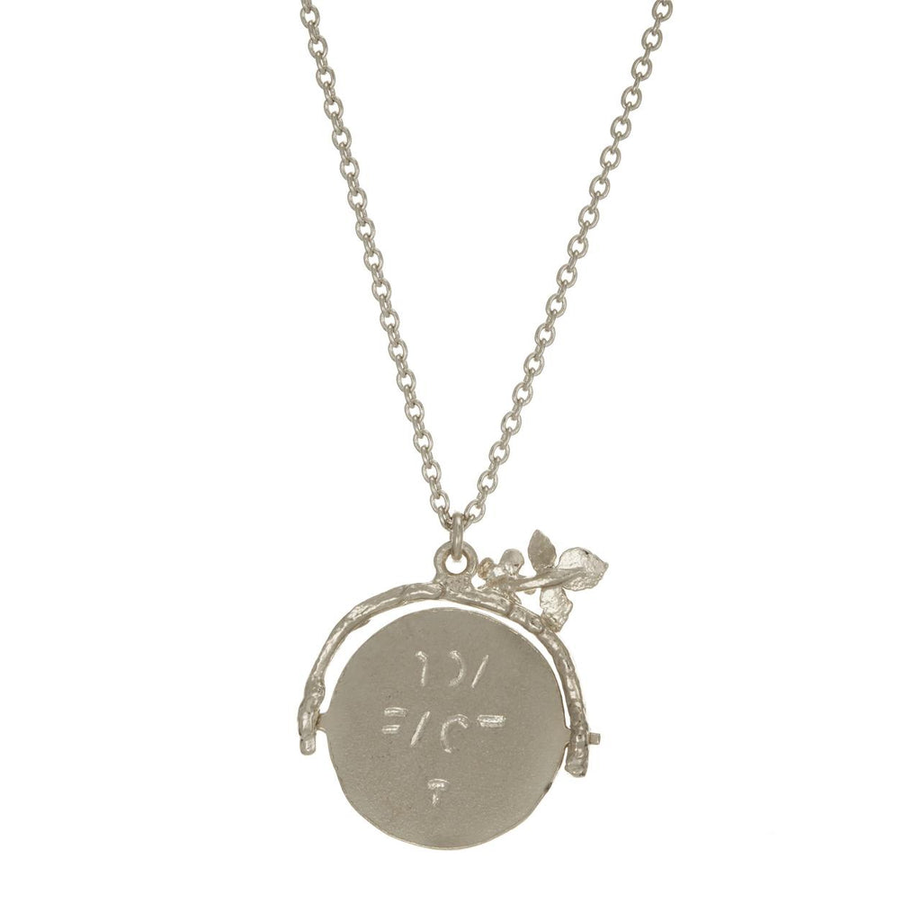 A.M. I Love You Spinning Disc Necklace Silver