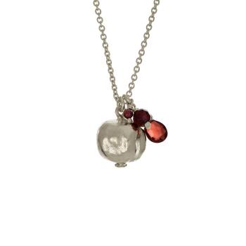 A.M. Pomegranate & Garnet Cluster Necklace Silver