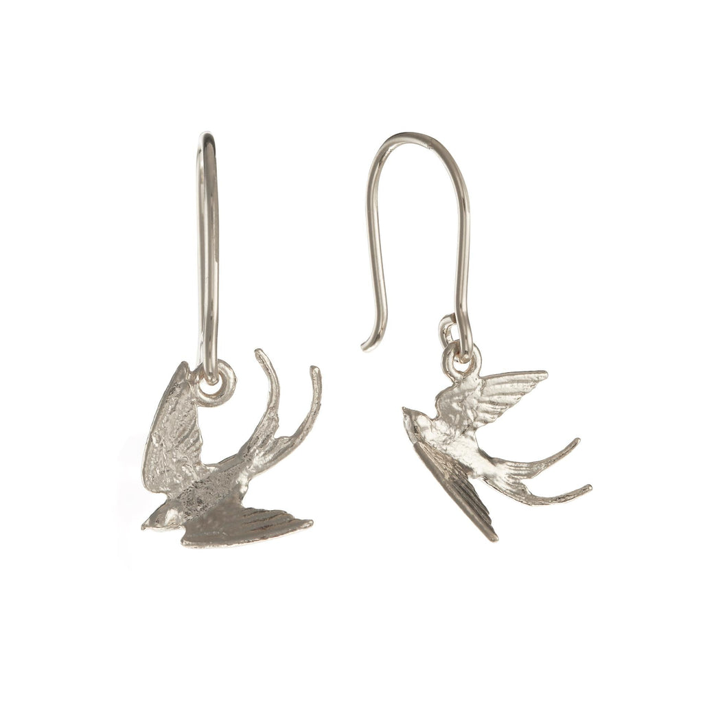 A.M. Small Swooping Swallow Hook Earrings Silver