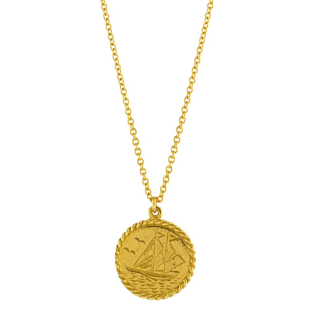 A.M. Nautical Antique Coin Necklace Gold