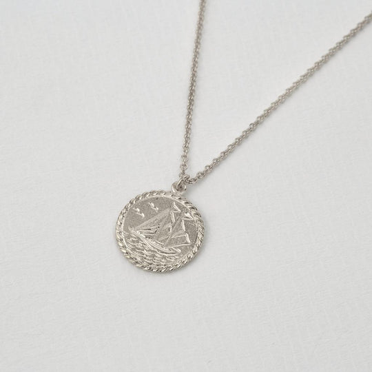 A.M. Nautical Antique Coin Necklace Silver