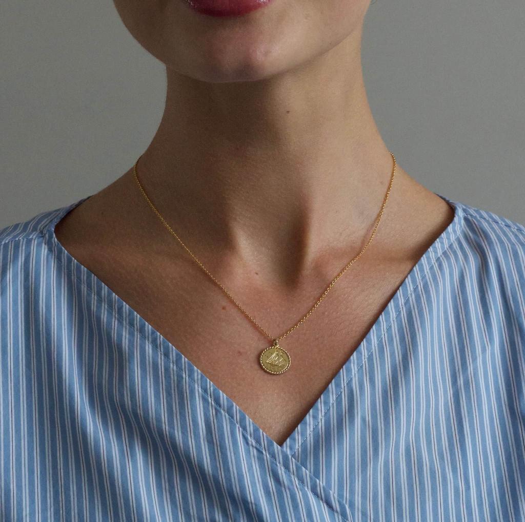 A.M. Nautical Antique Coin Necklace Silver