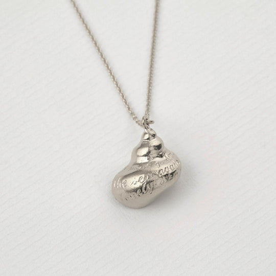 A.M. Engraved Shell Necklace Silver