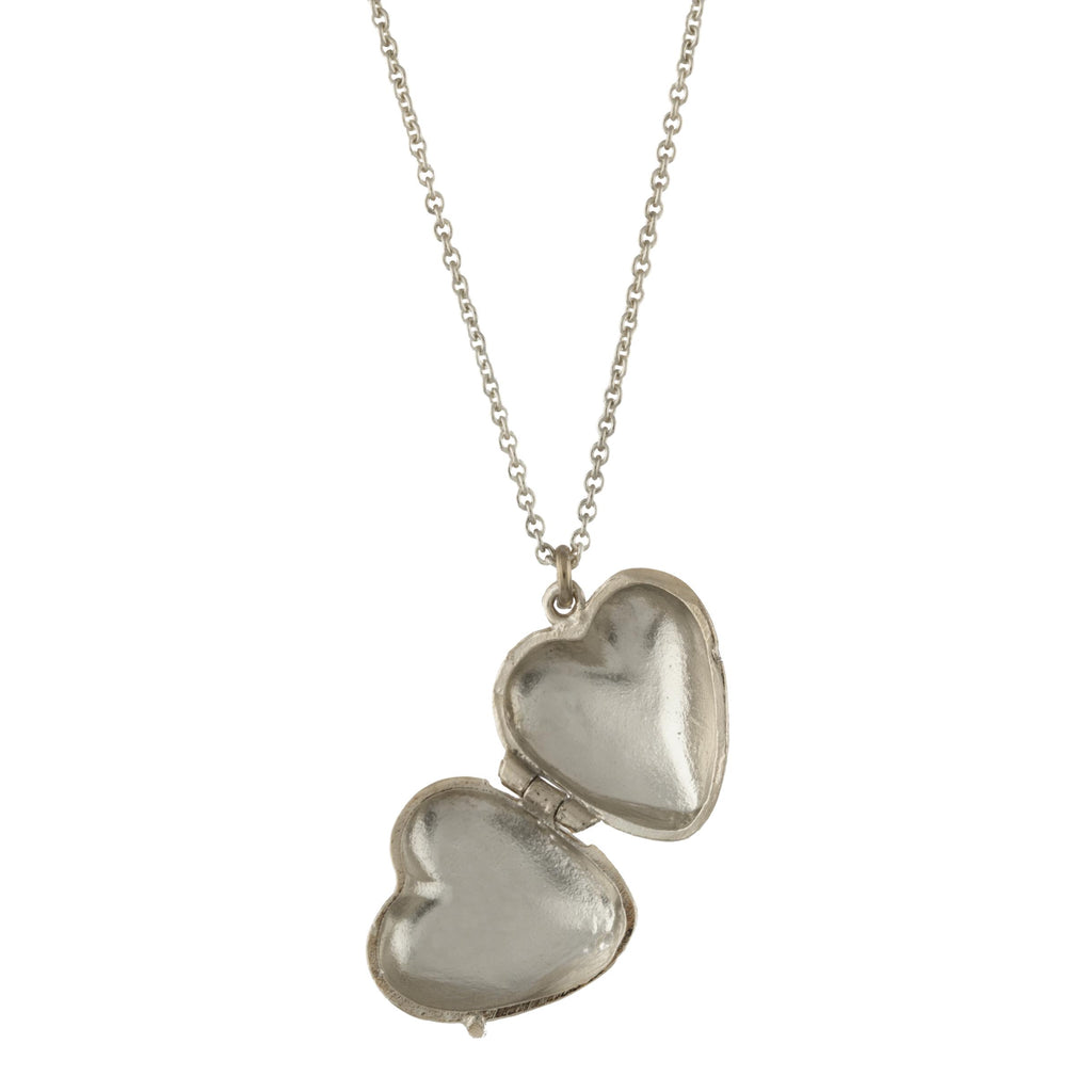 A.M. Victoriana Keepsake Heart Locket Necklace Silver