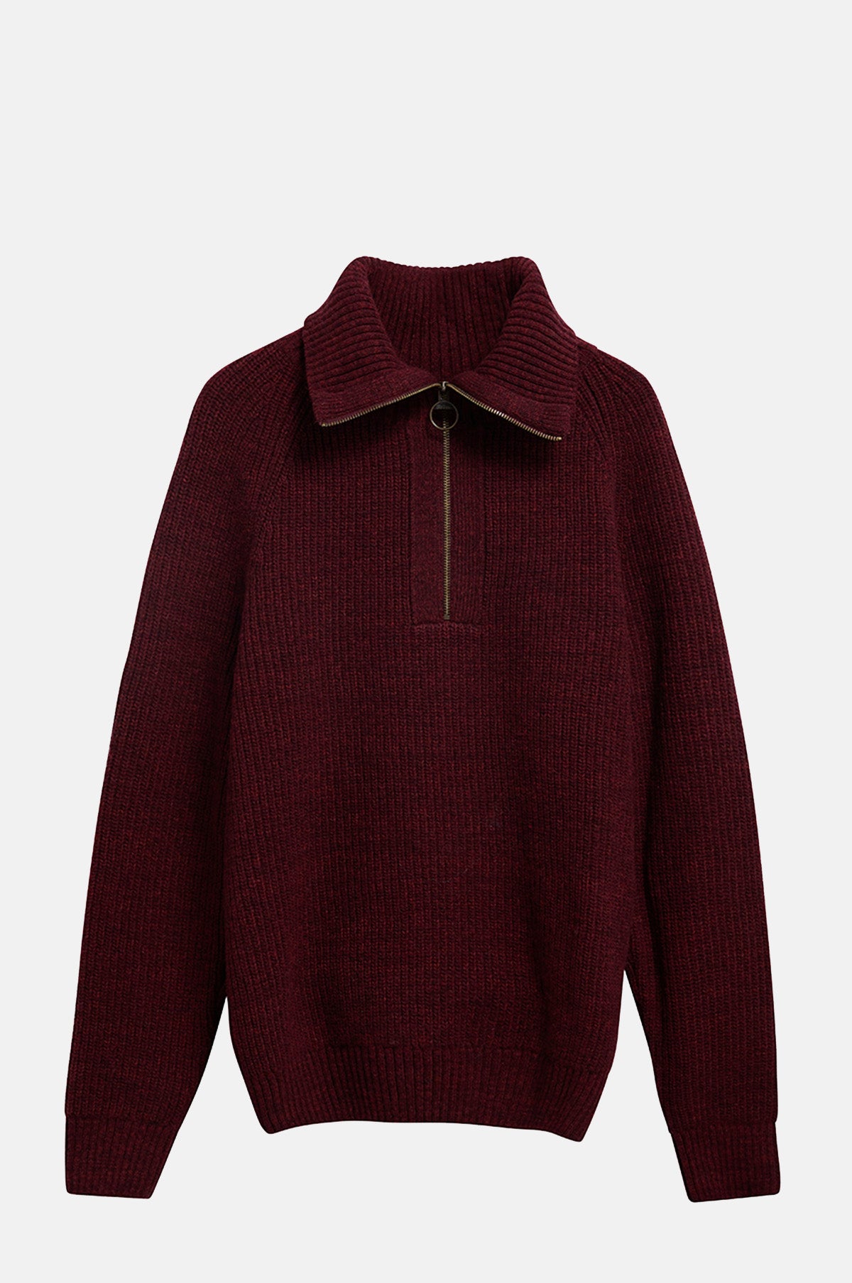 Barbour Riggbay Knitted Half Zip Jumper Chestnut.