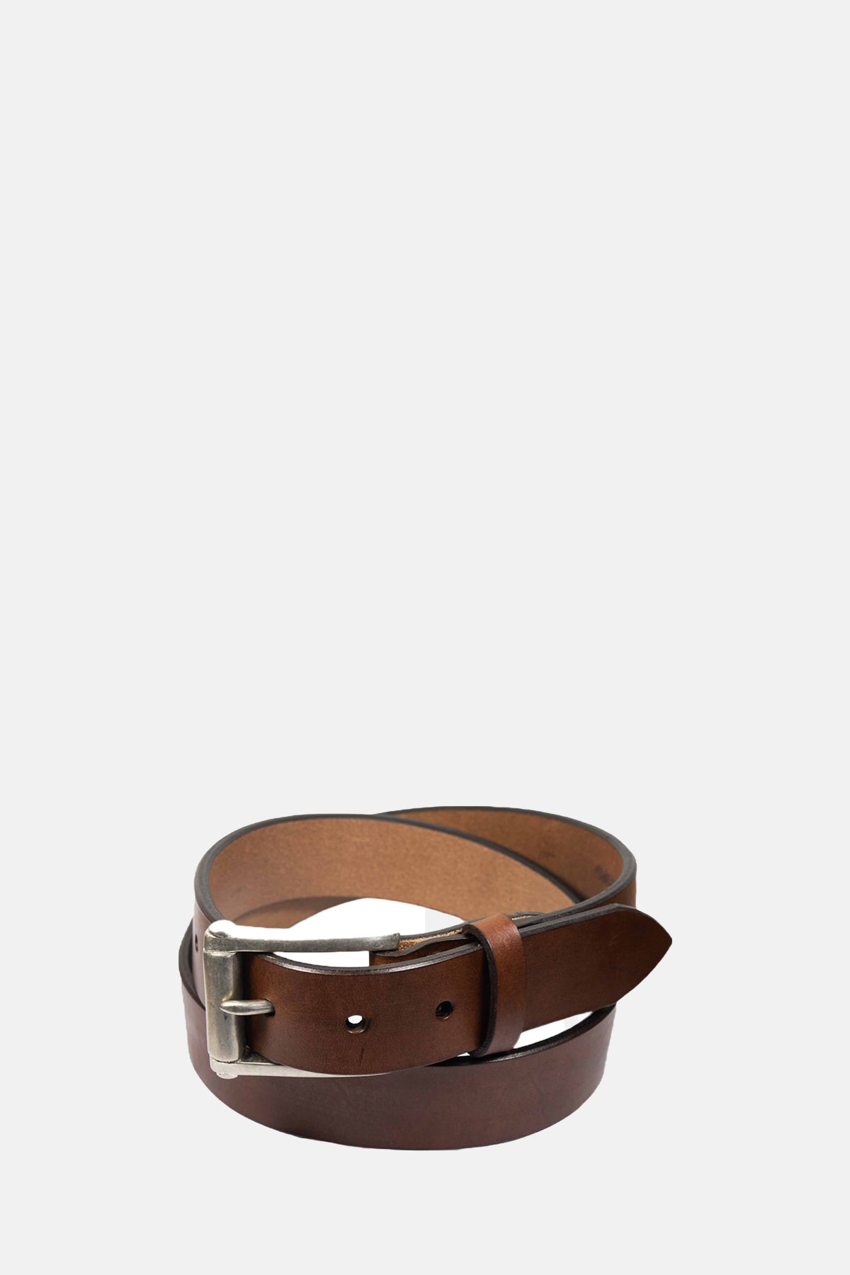 Barnes and Moore Garrison Belt Oak Bark Leather Conker Nickel.