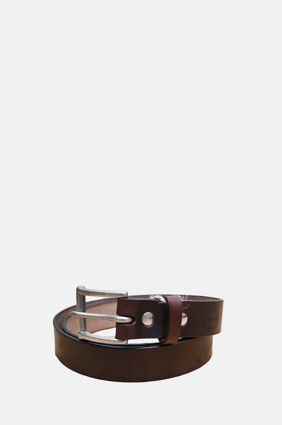 Barnes and Moore Garrison Slim Belt Oak Bark Leather Oxblood Nickel.