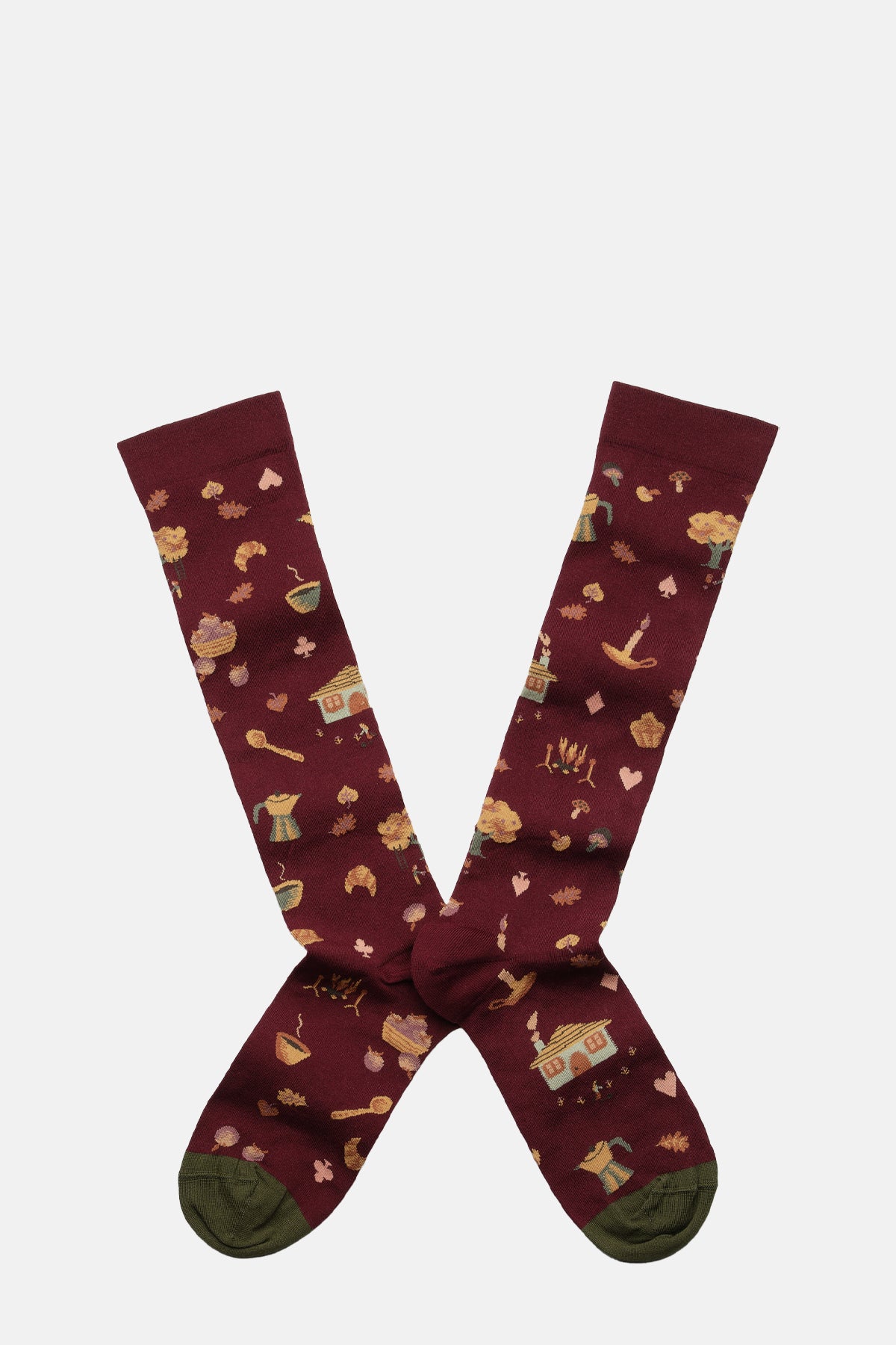 Bonne Maison Burgundy Seedlings Knee High Socks.