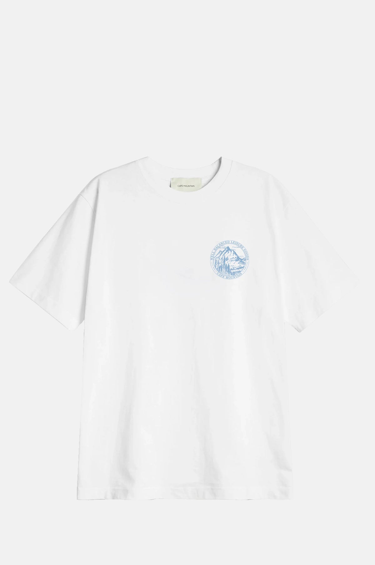 Cafe Mountain Members Stamp Tee Natural And Navy.