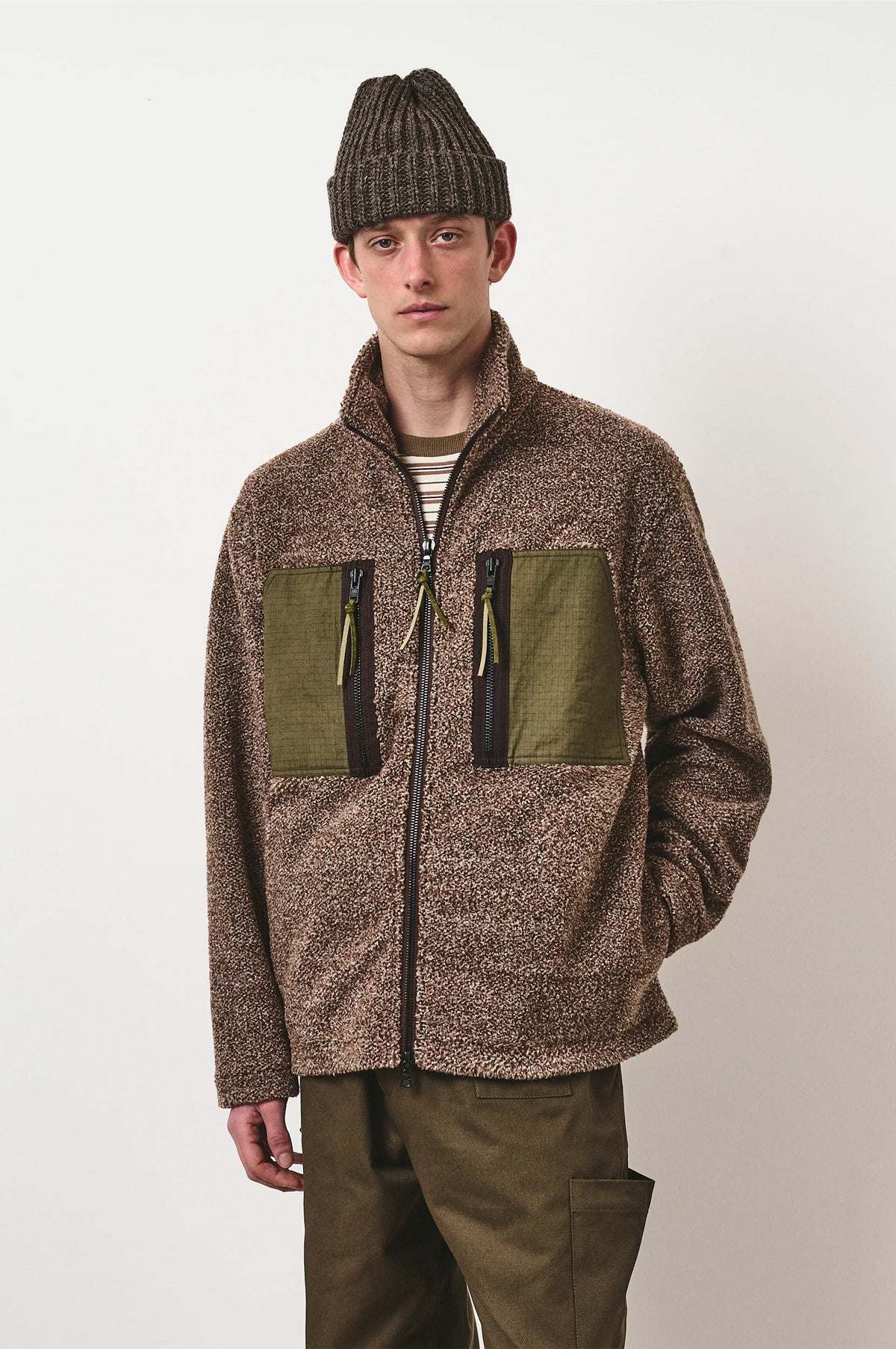Cafe Mountain Mountain Fleece Jacket Natural Fleck And Moss.
