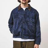 Cafe Mountain Patchwork Workers Jacket Blue And Bark Patchwork.