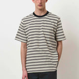 Cafe Mountain Striped Wide Tee Navy Stripe.