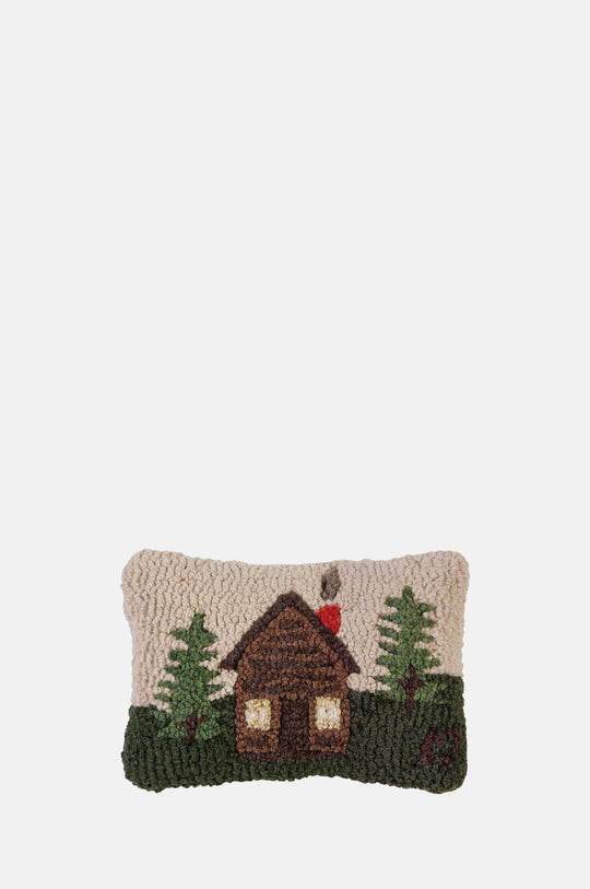 Small Rocky Hill Cabin Hand Hooked Wool Cushion