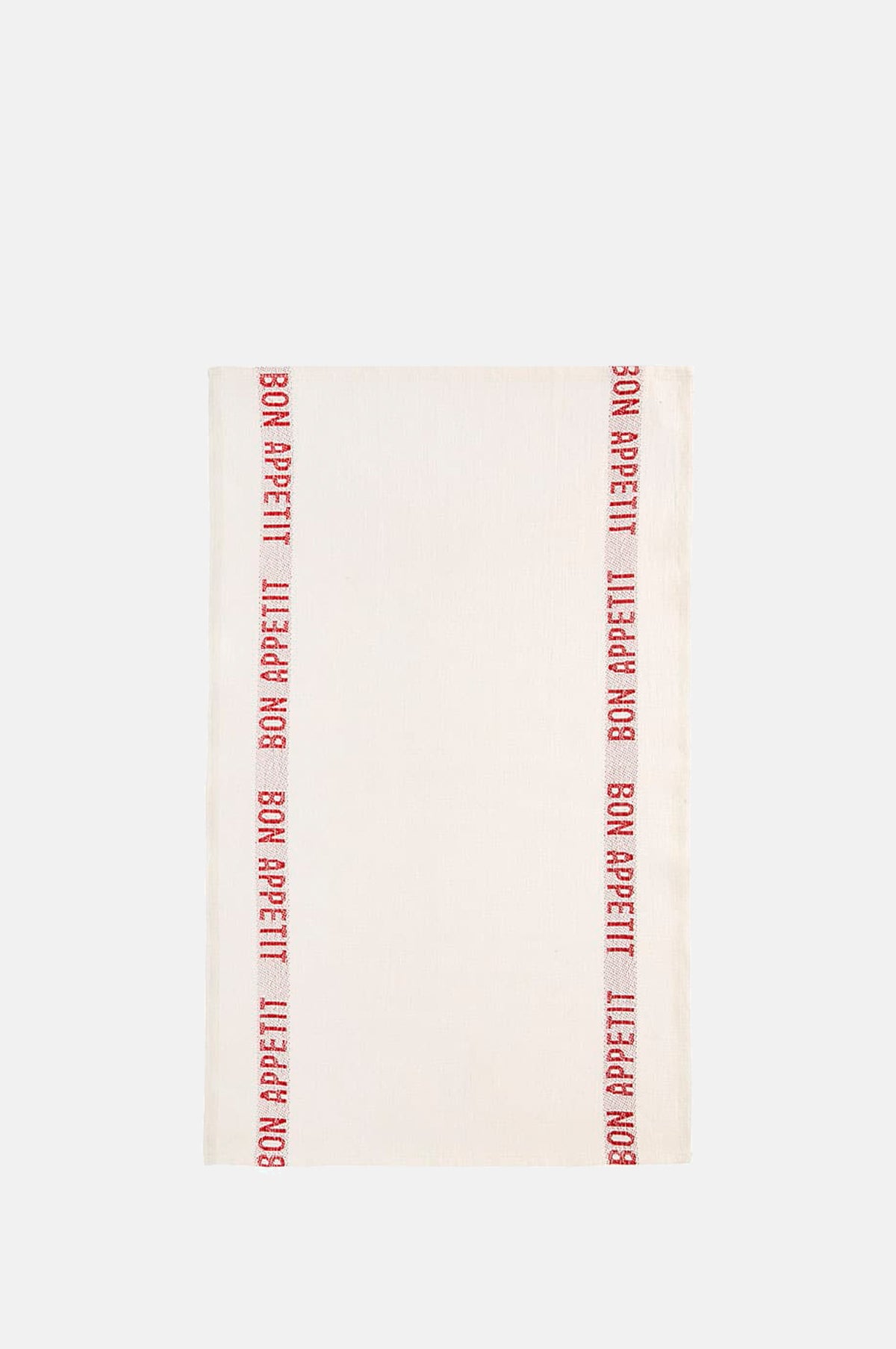 Charvet Bon Appetit Linen Tea Towel White Red.