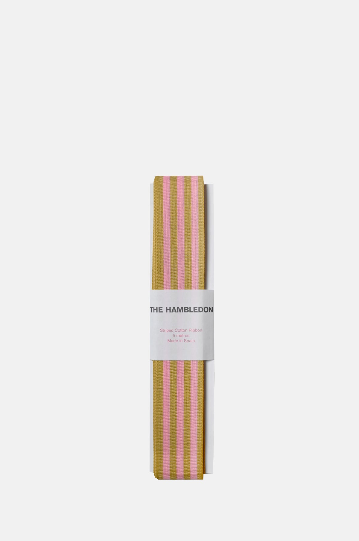 Chic and Paper Mustard and Candy Pink Cotton Stripe Ribbon 35mmx5m.