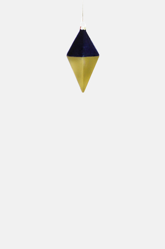 Velvet Diamond Bauble Ornament Navy Velvet & Gold