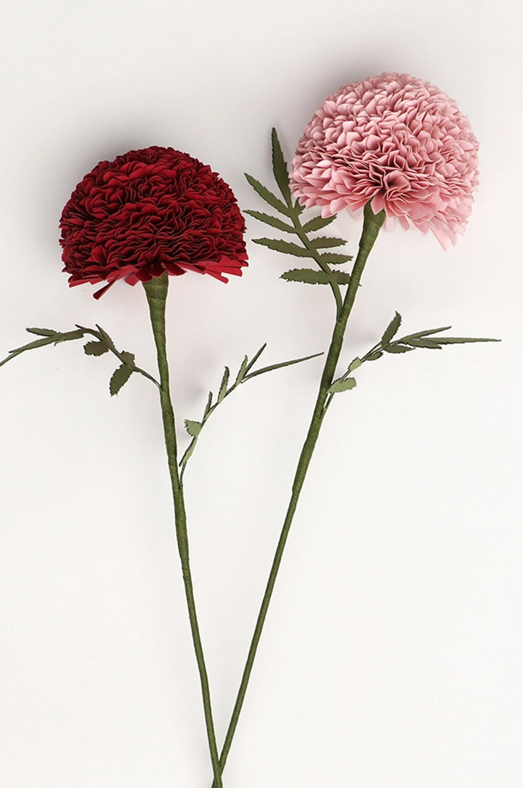 Handmade Paper Flower Stem Maroon