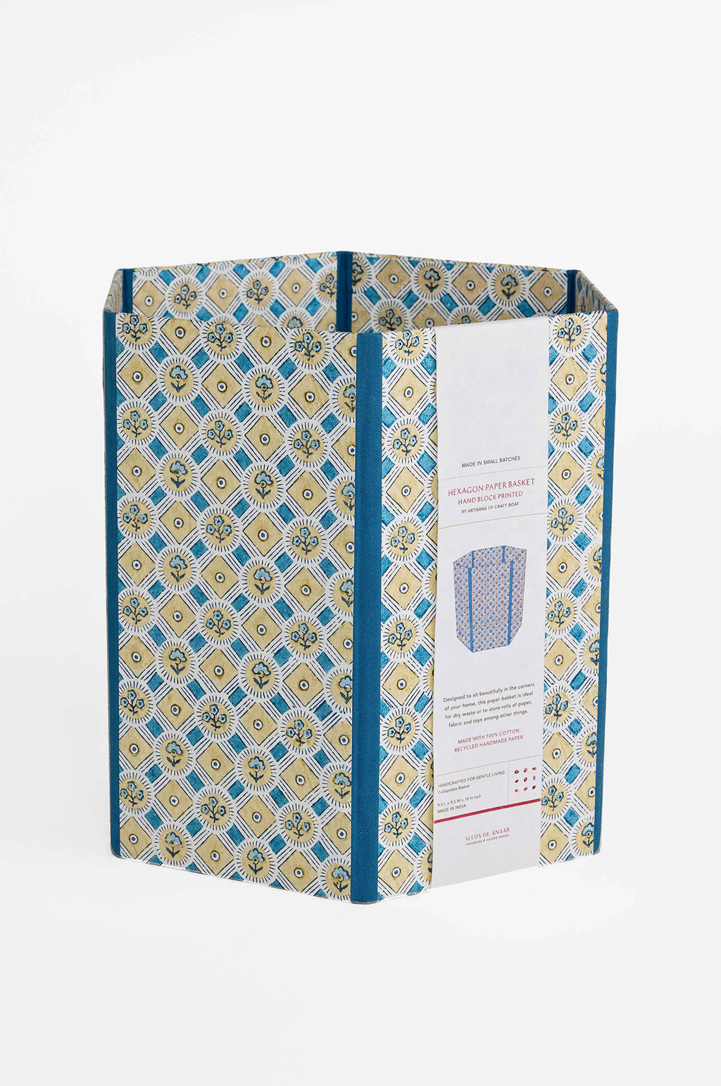 Hexagon Collapsible Basket Spring Bloom Blue