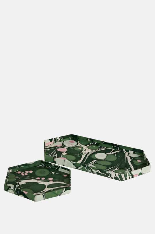 Hexagon Tray Set Pebbles Green