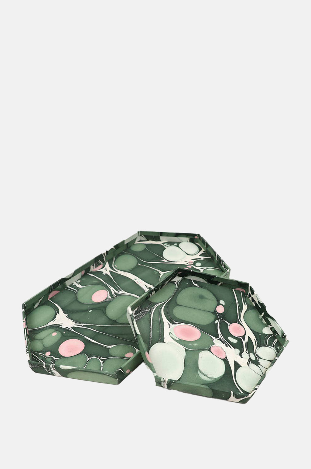 Hexagon Tray Set Pebbles Green