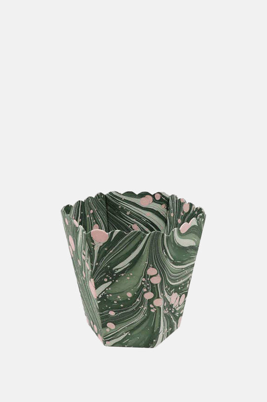 Small Scalloped Basket Green Fire Whirl