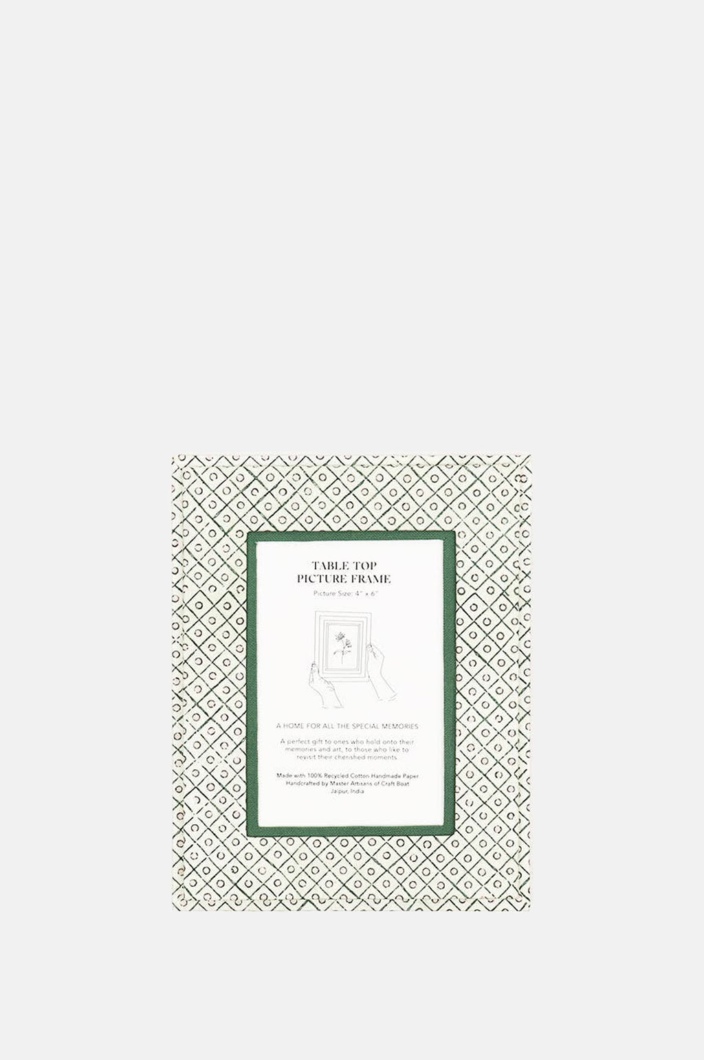 Craft Boat Table Top Picture Frame Dot and Grid Green.