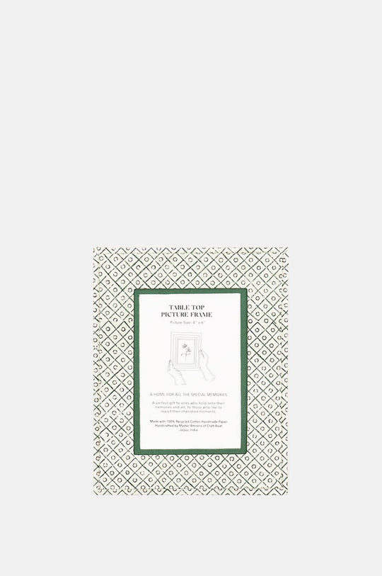 Table Top Picture Frame Dot & Grid Green