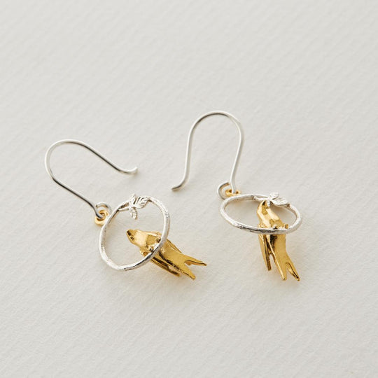 A.M. Tiny Bird Loop Earrings