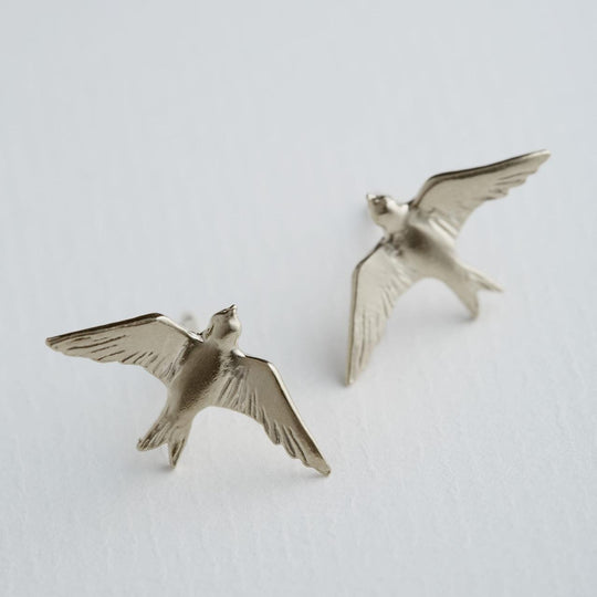 A.M. Flying Swallow Stud Earrings Silver