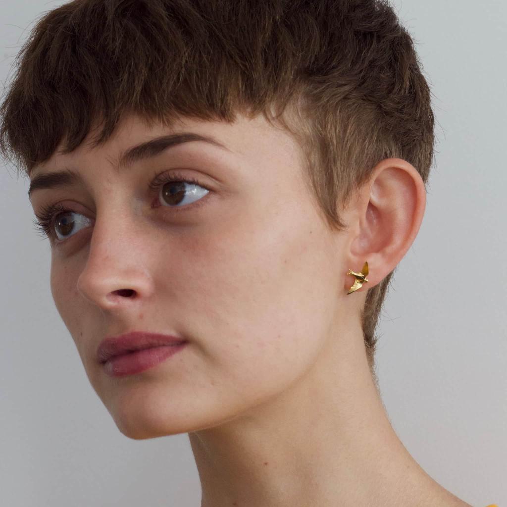 A.M. Flying Swallow Stud Earrings Silver