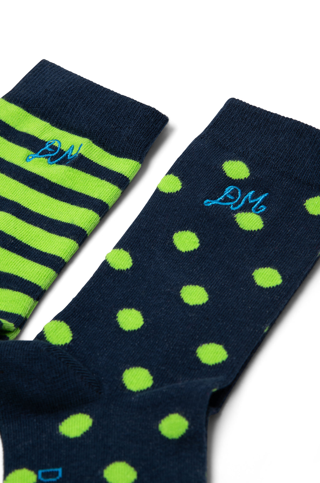 2 Pack Socks Navy/Green Stripe/Spot