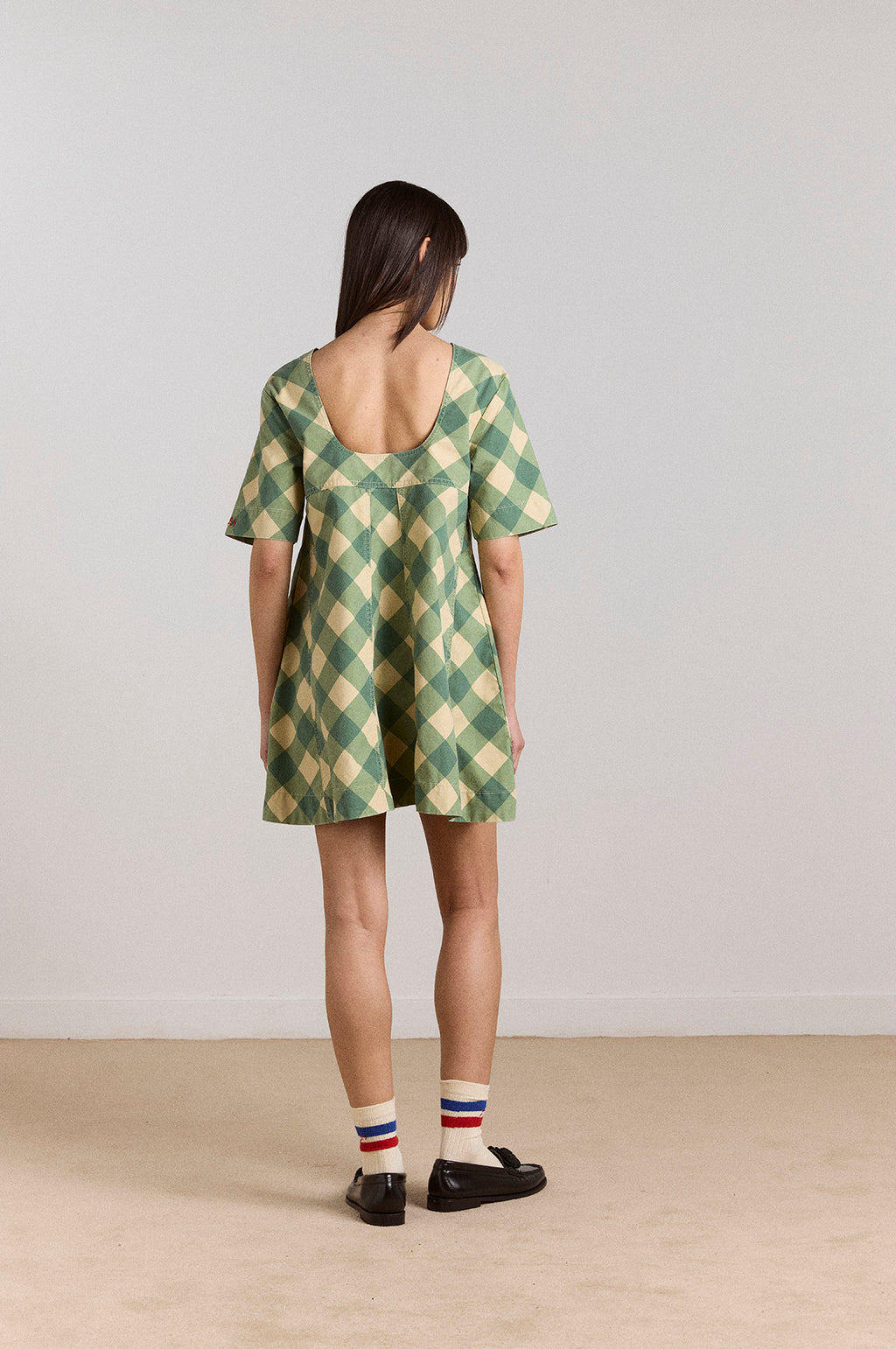 Bridget Mini Dress Green Butter Gingham
