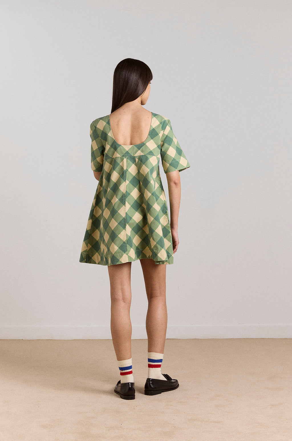 Bridget Mini Dress Green Butter Gingham