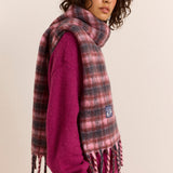 Brushed Fluffy Scarf Magenta Check
