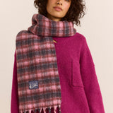 Brushed Fluffy Scarf Magenta Check