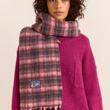 Brushed Fluffy Scarf Magenta Check
