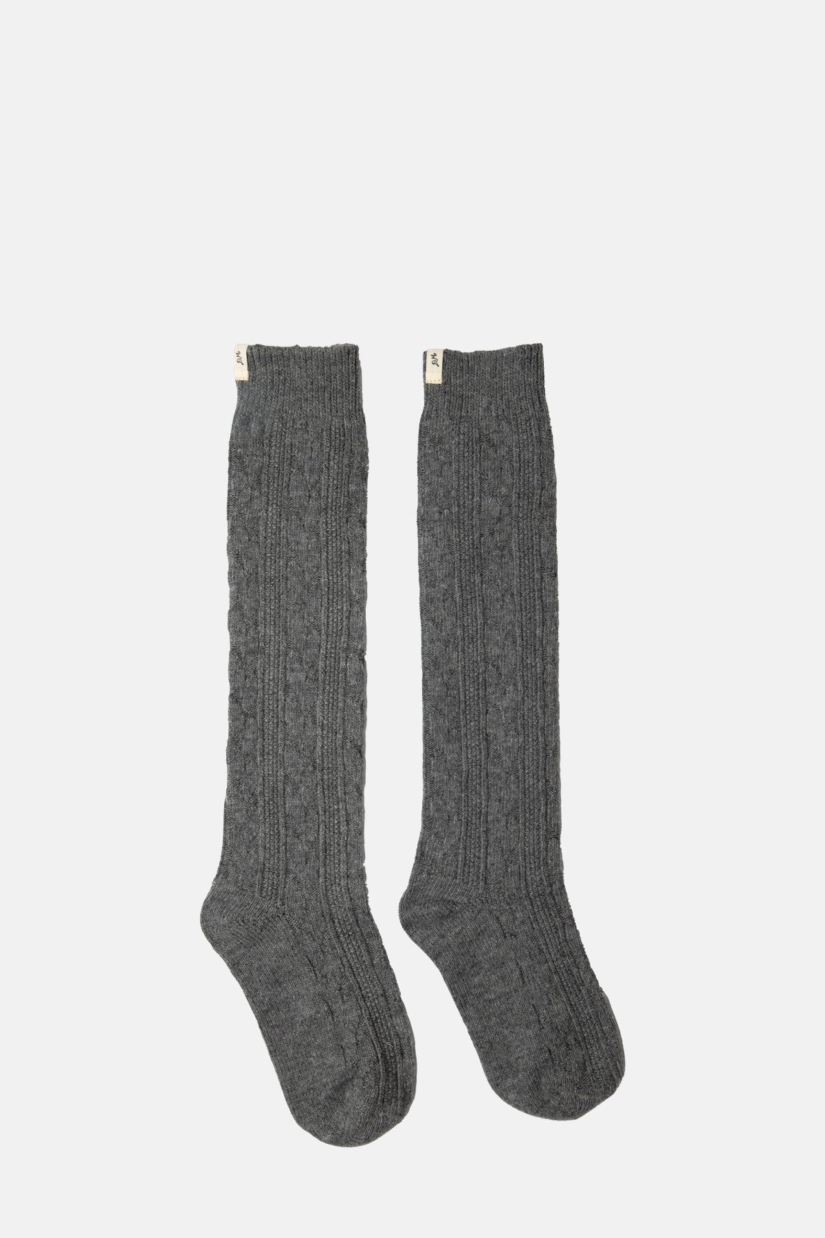 Damson Madder Cable Knit Long Cosy Sock Grey.