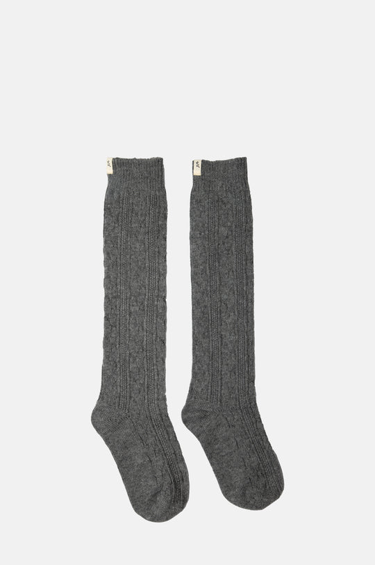 Cable Knit Long Cosy Sock Grey