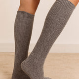 Cable Knit Long Cosy Sock Grey