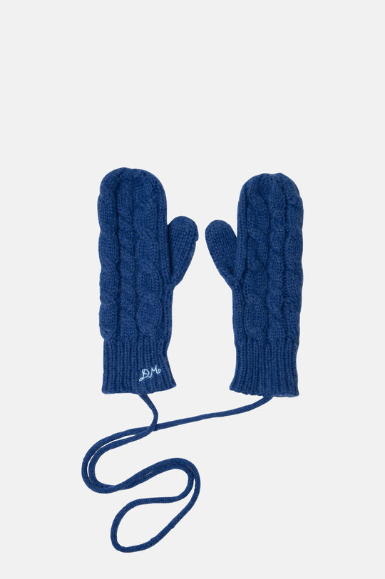 Cable String Mittens Cobalt Blue
