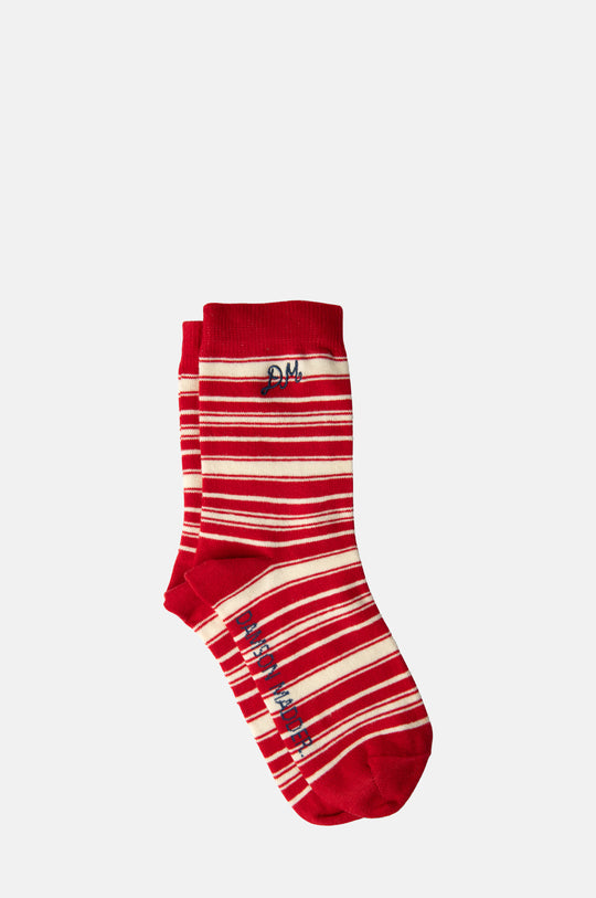 Calf Length Socks Cream & Red Stripe