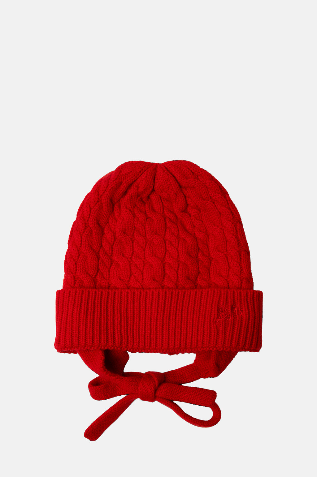 Damson Madder Cashmere Mix Turn Up Tie Beanie Red.