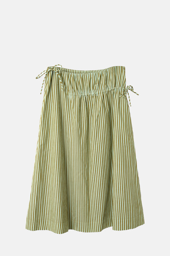 Caspia Volume Midi Skirt Basil Stripe