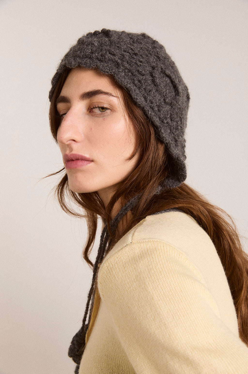 Crochet Bonnet Charcoal Marl