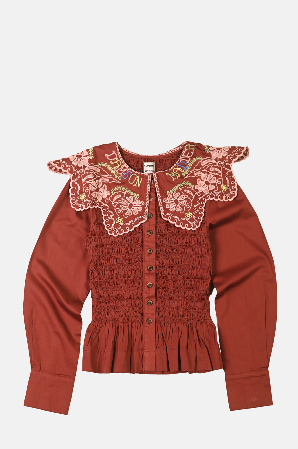 Damson Madder Fern Blouse Rust Embroidery.